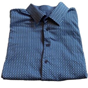 Stone Rose blue Diamond print long sleeve cotton shirt Size 3XL